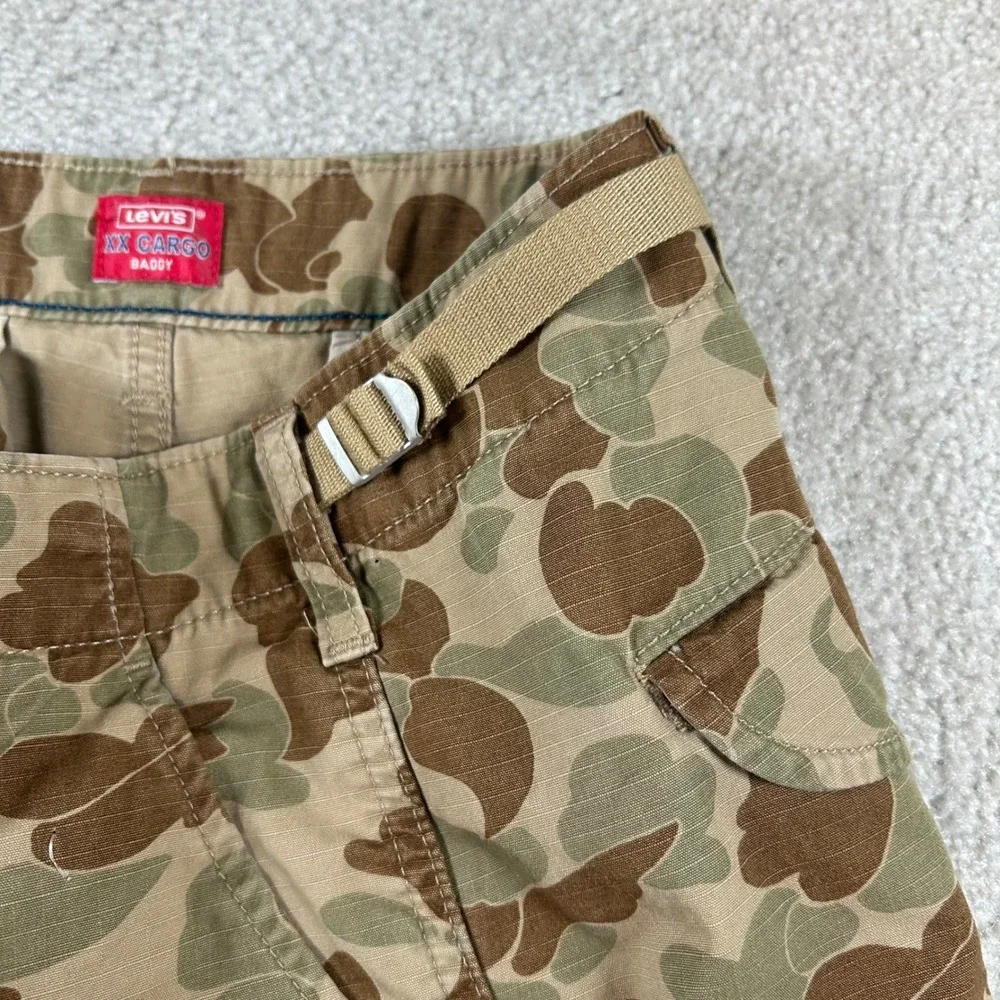 Levis XX Cargo Baggy Pants Men 36x32 Brown Duck Camo Ripstop Relaxed Fit Utility